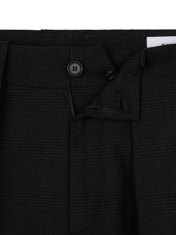WOOL DOUBLE-TUCK TROUSERS (BLACK)