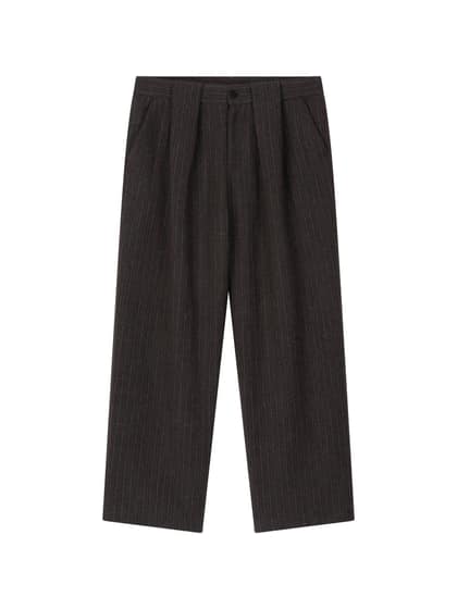 WOOL DOUBLE-TUCK TROUSERS (GRAY)