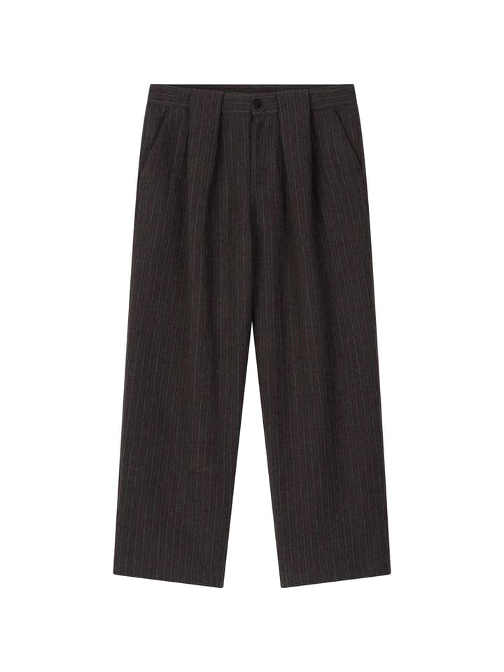 WOOL DOUBLE-TUCK TROUSERS (GRAY)
