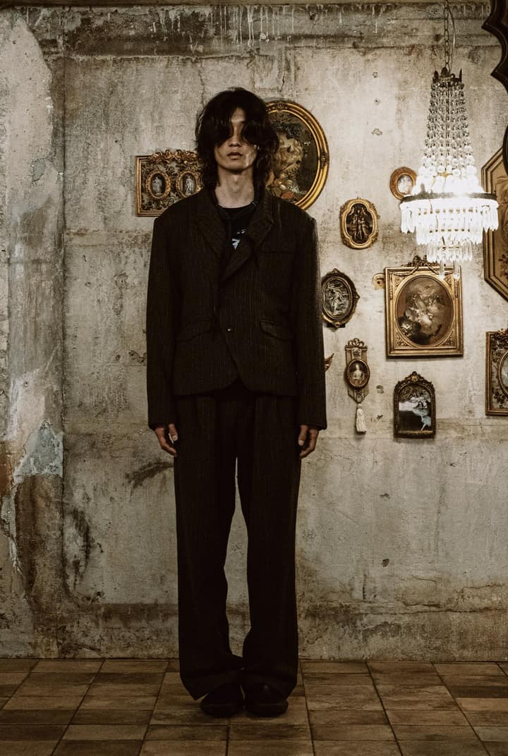 WOOL DOUBLE-TUCK TROUSERS (GRAY)