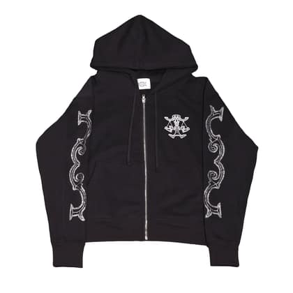 Crystal scale hooded zip-up (Black)