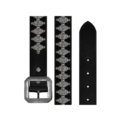 Diamond Scale Leather Belt [Silver]