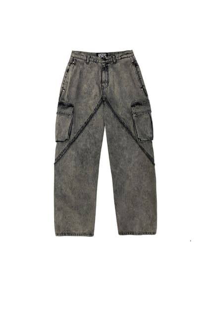 WASHING DENIM CARGO PANTS_BLACK