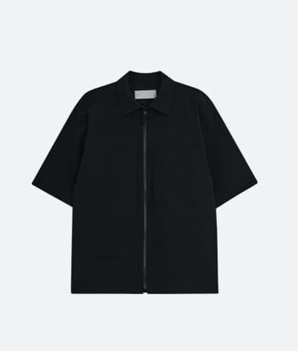 PATCH POCKET ZIP UP SHIRT [BLACK]