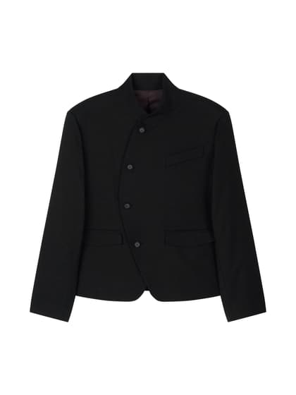 WOOL UNBALANCE BLAZER (BLACK)