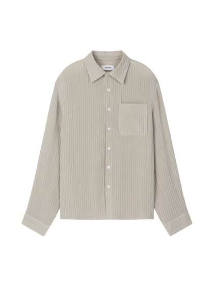 LINEN STRIPE SHIRT (SAND BEIGE)