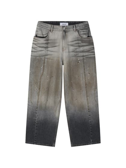 COTTON DIRTY EFFECT DENIM JEANS (DIRTY SAND BEIGE)