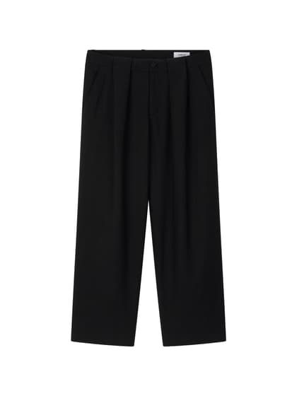 WOOL DOUBLE-TUCK TROUSERS (BLACK)