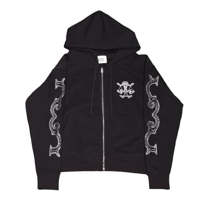 Crystal scale hooded zip-up (Black)