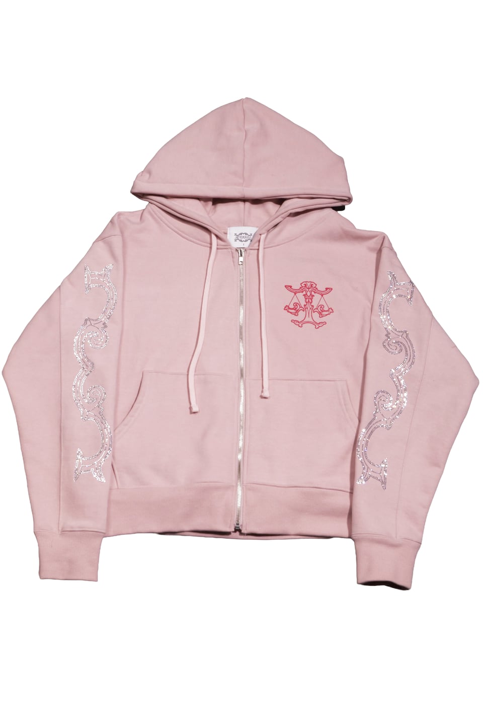 Crystal scale hooded zip-up (Beige Pink)