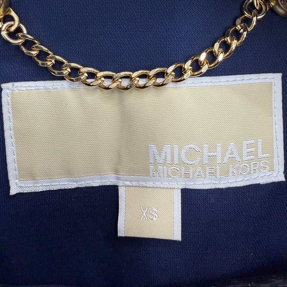 MICHAEL KORS Navy Double-Breasted Trench Coat