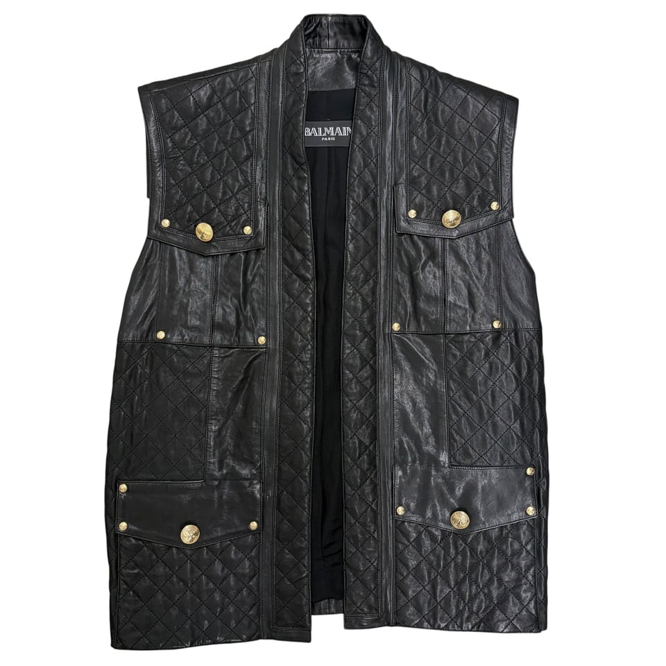 BALMAIN Quilted Leather Vest