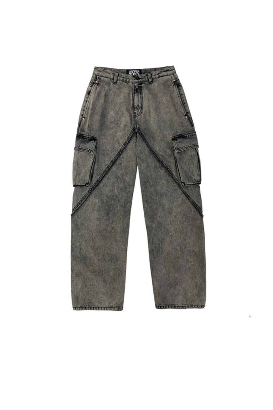 WASHING DENIM CARGO PANTS_BLACK