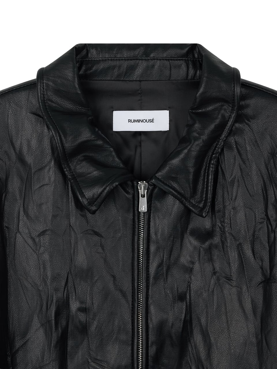 FAUX-LEATHER WRINKLED JACKET (BLACK)