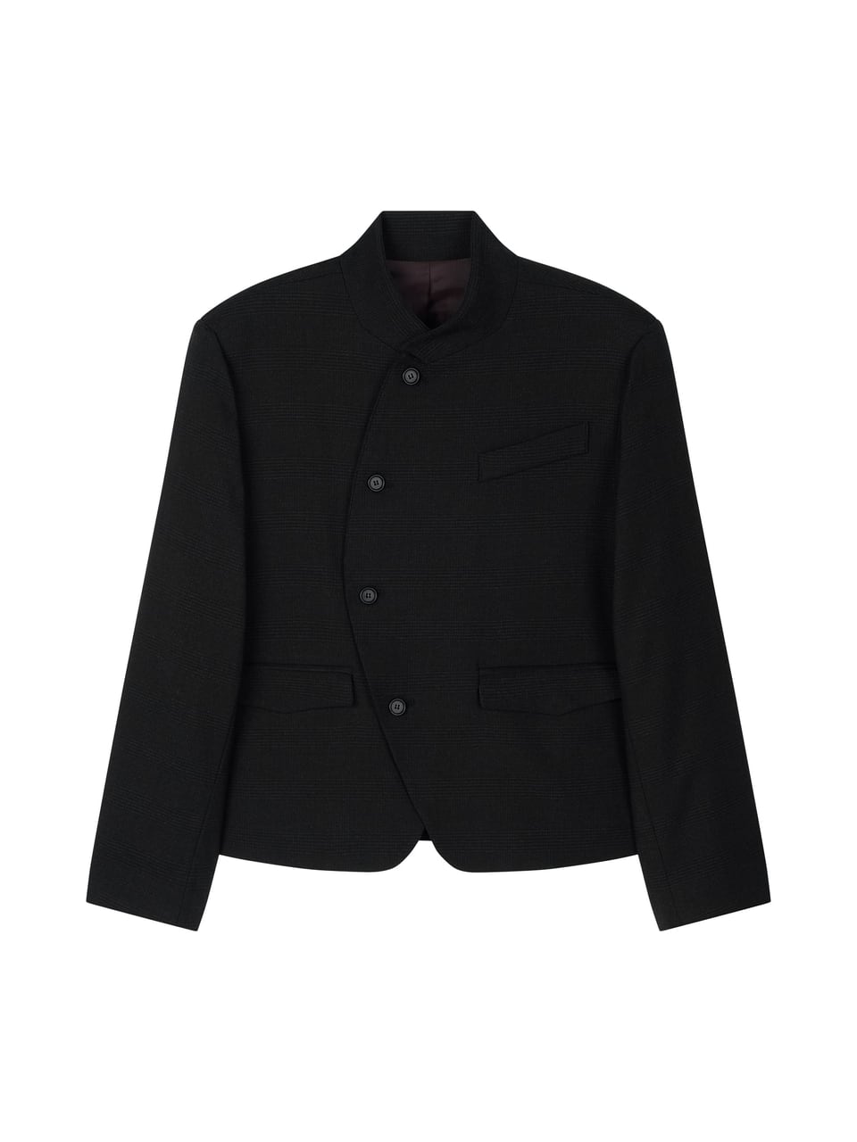 WOOL UNBALANCE BLAZER (BLACK)