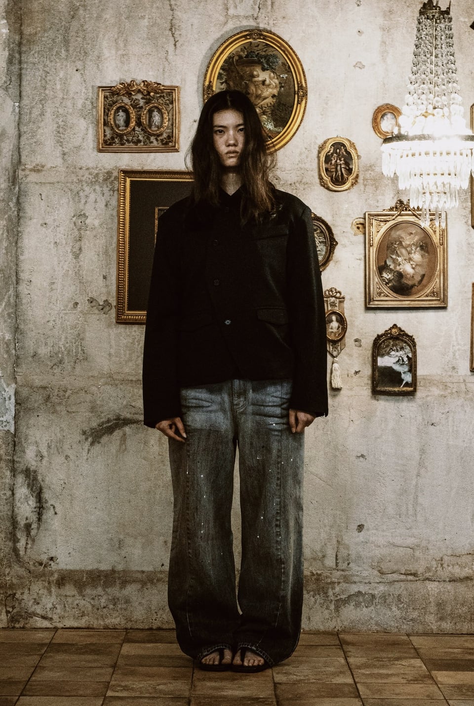 WOOL UNBALANCE BLAZER (BLACK)