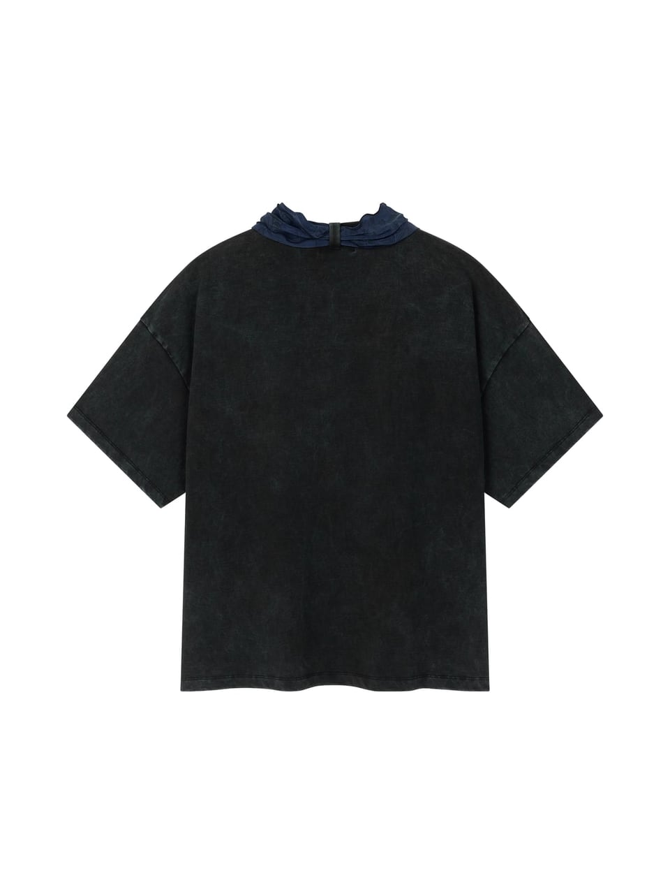 COTTON FADED WASHED RE-WORK SCARF T-SHIRT (BLACK)