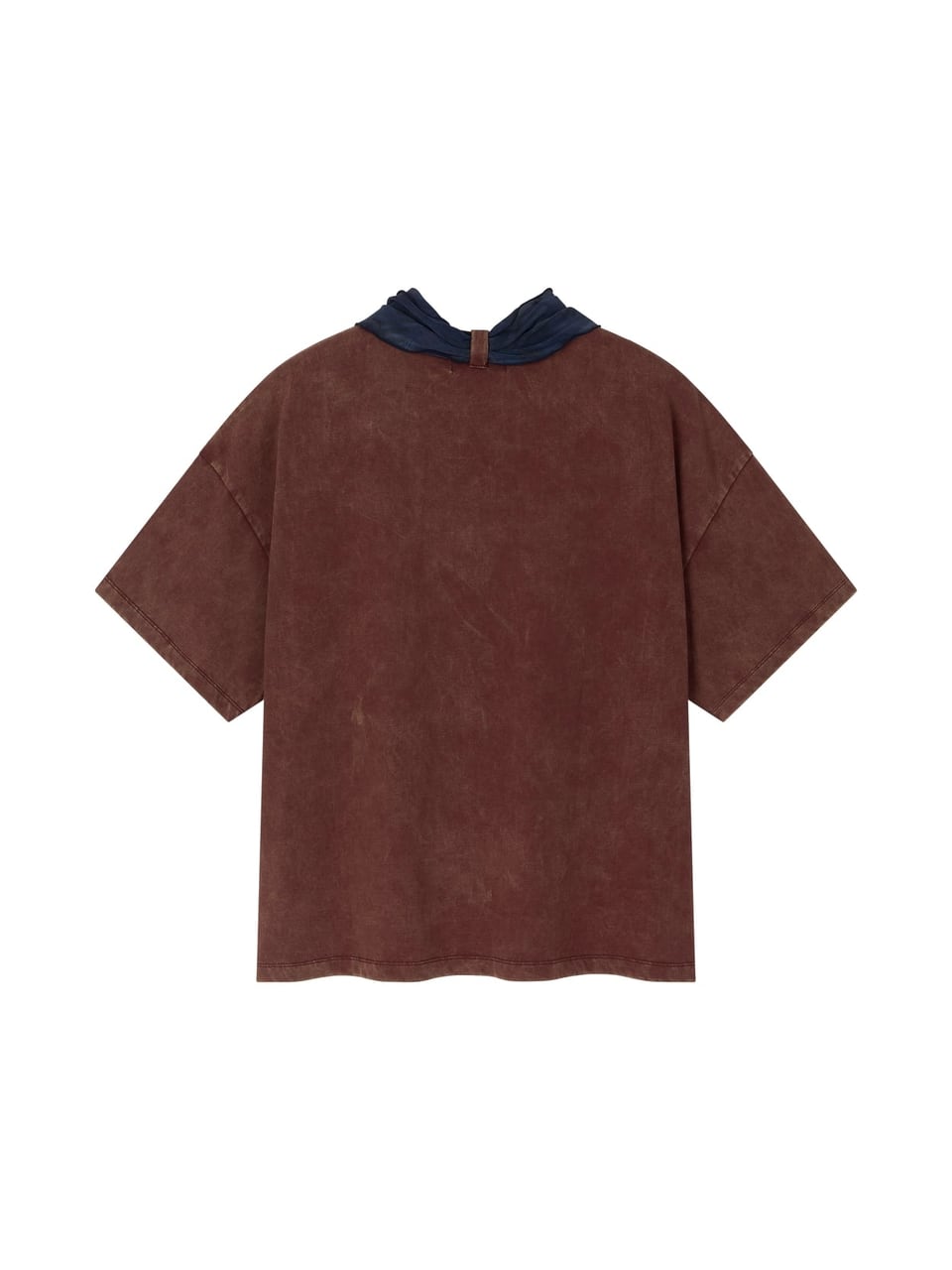 COTTON FADED WASHED RE-WORK SCARF T-SHIRT (WINE)