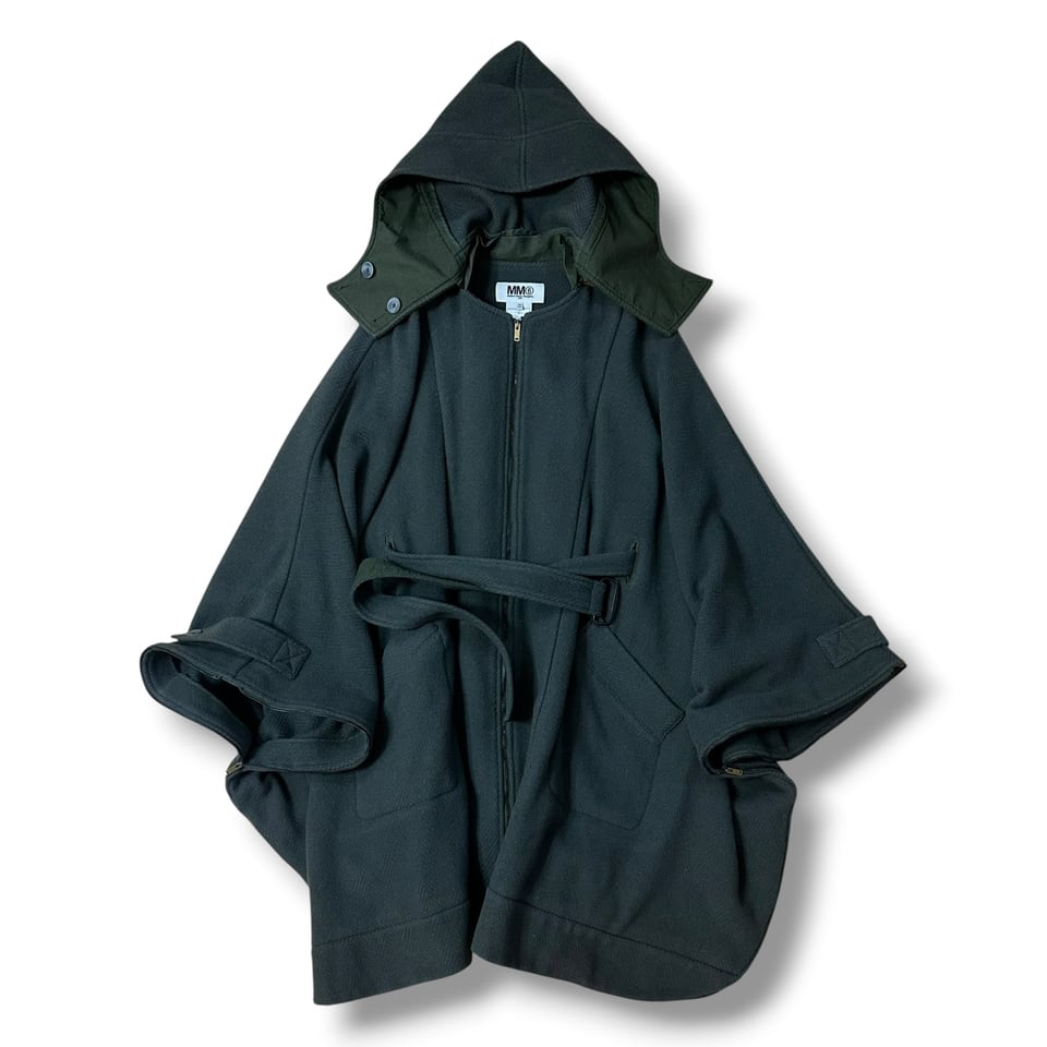 MM6 Maison Margiela Manteau poncho ceinturé en laine mohair