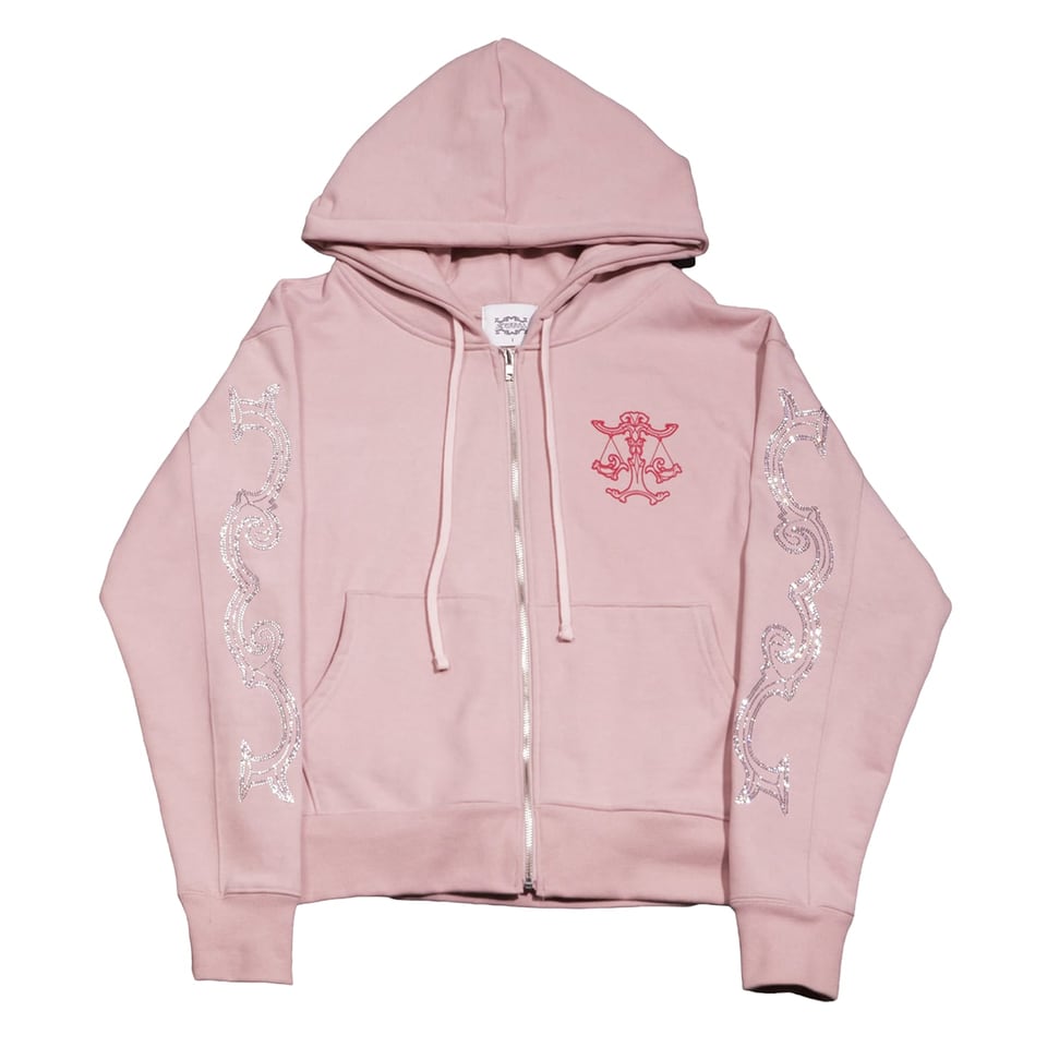 Crystal scale hooded zip-up (Beige Pink)