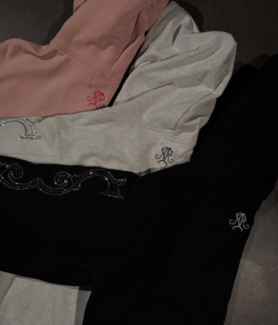 Crystal scale hooded zip-up (White Melange)