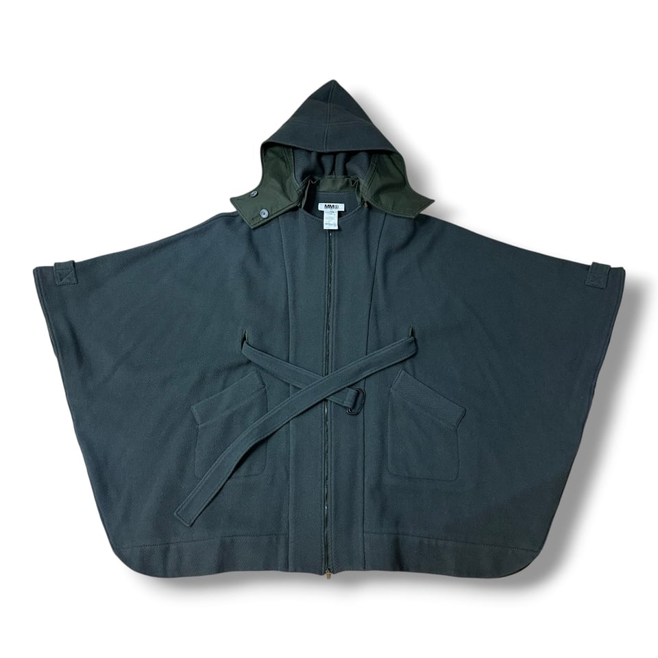 MM6 Maison Margiela Manteau poncho ceinturé en laine mohair