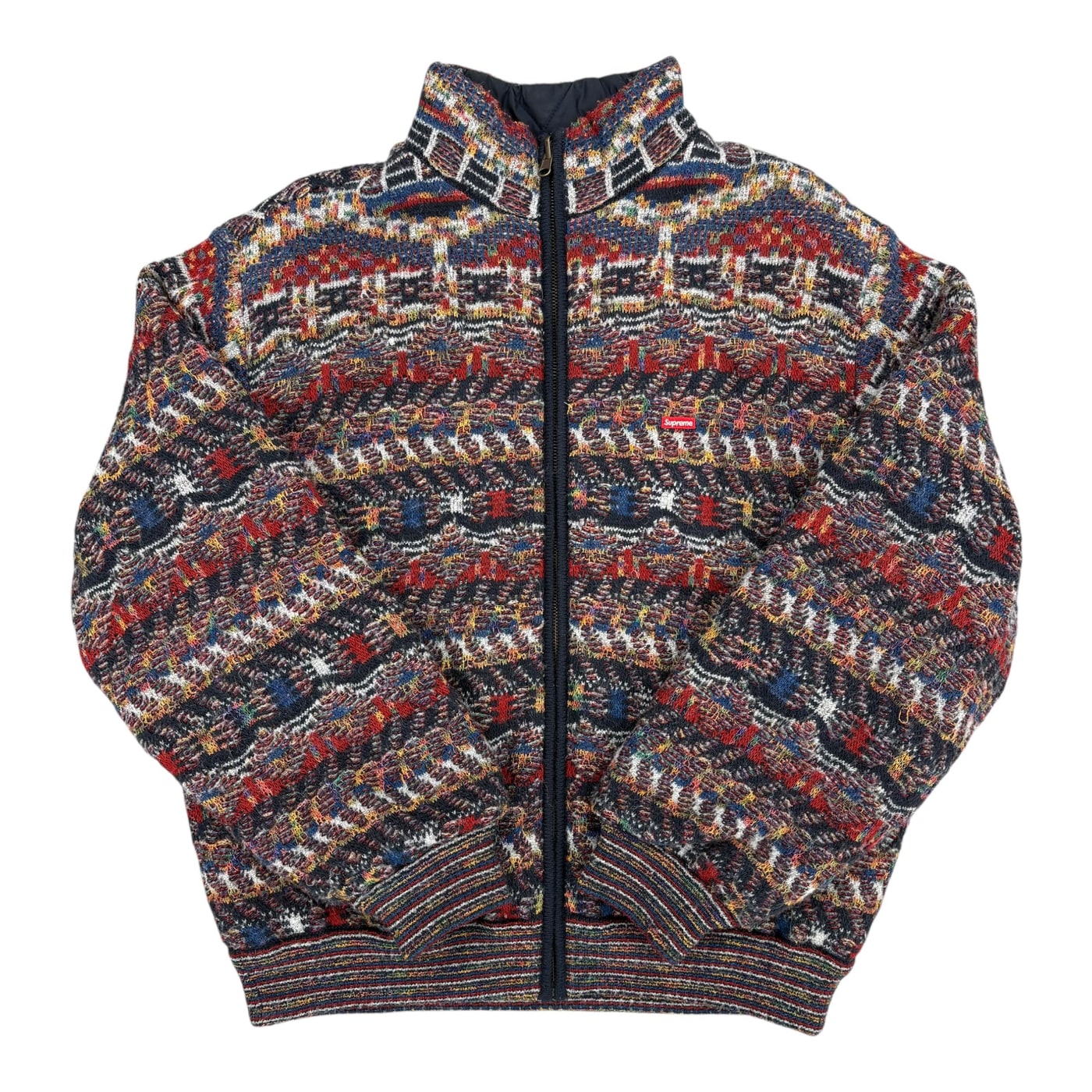 Supreme x Missoni Reversible Knit Jacket Navy 상세 이미지 1