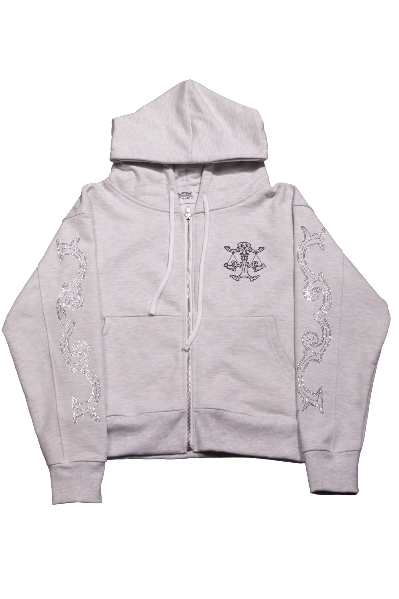 Crystal scale hooded zip-up (White Melange) 상세 이미지 1