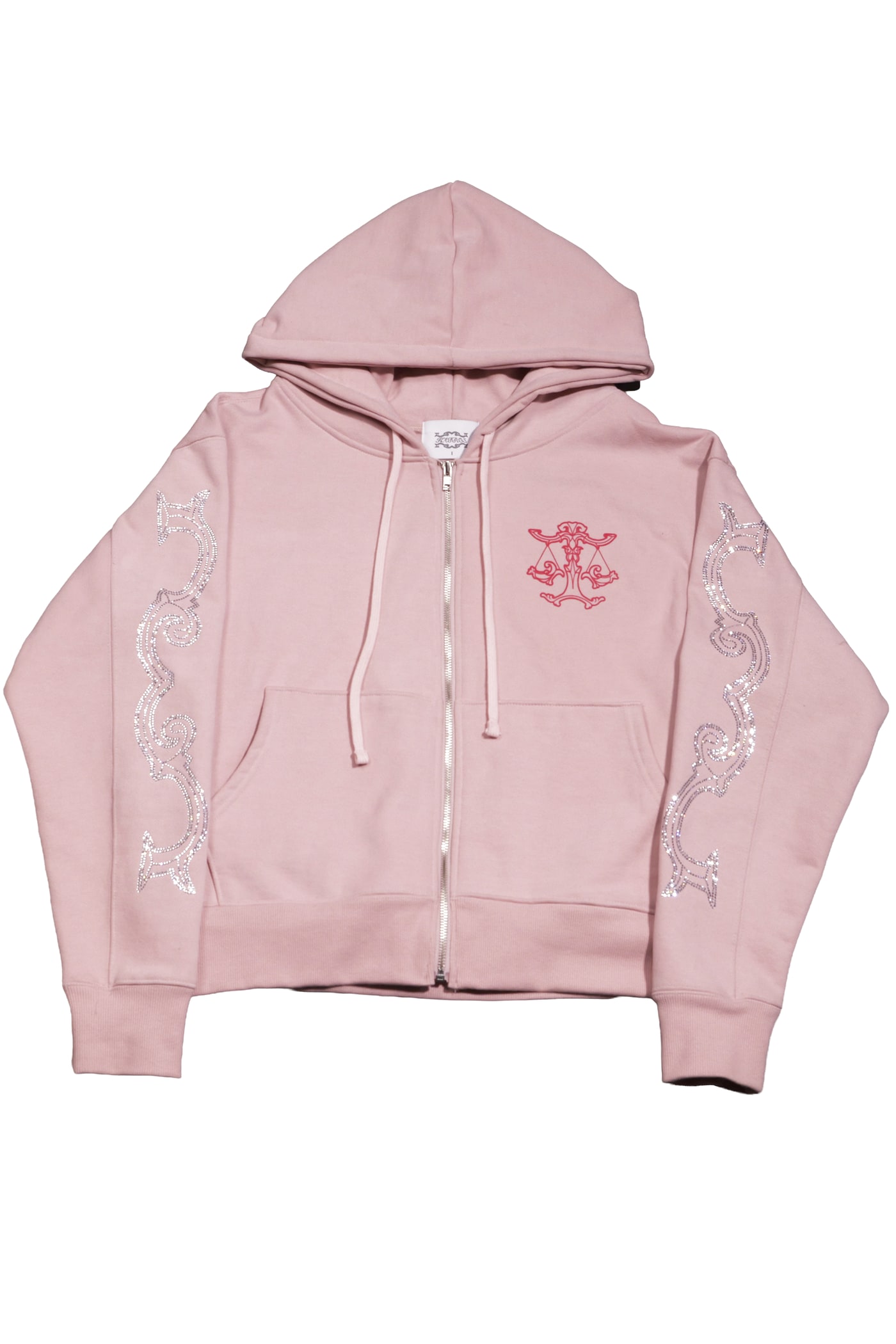 Crystal scale hooded zip-up (Beige Pink) 상세 이미지 1
