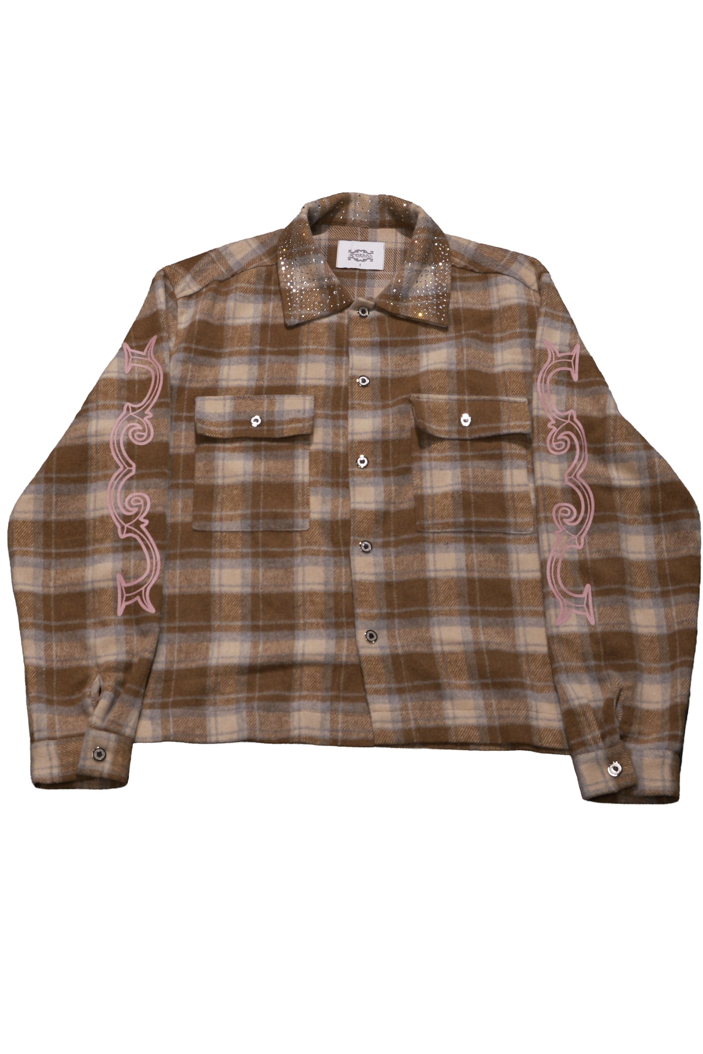 Crystal neck shirt (Brown) 상세 이미지 1
