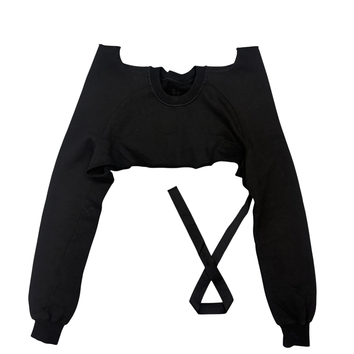 RICK OWENS Black Cropped Sweatshirt 상세 이미지 1