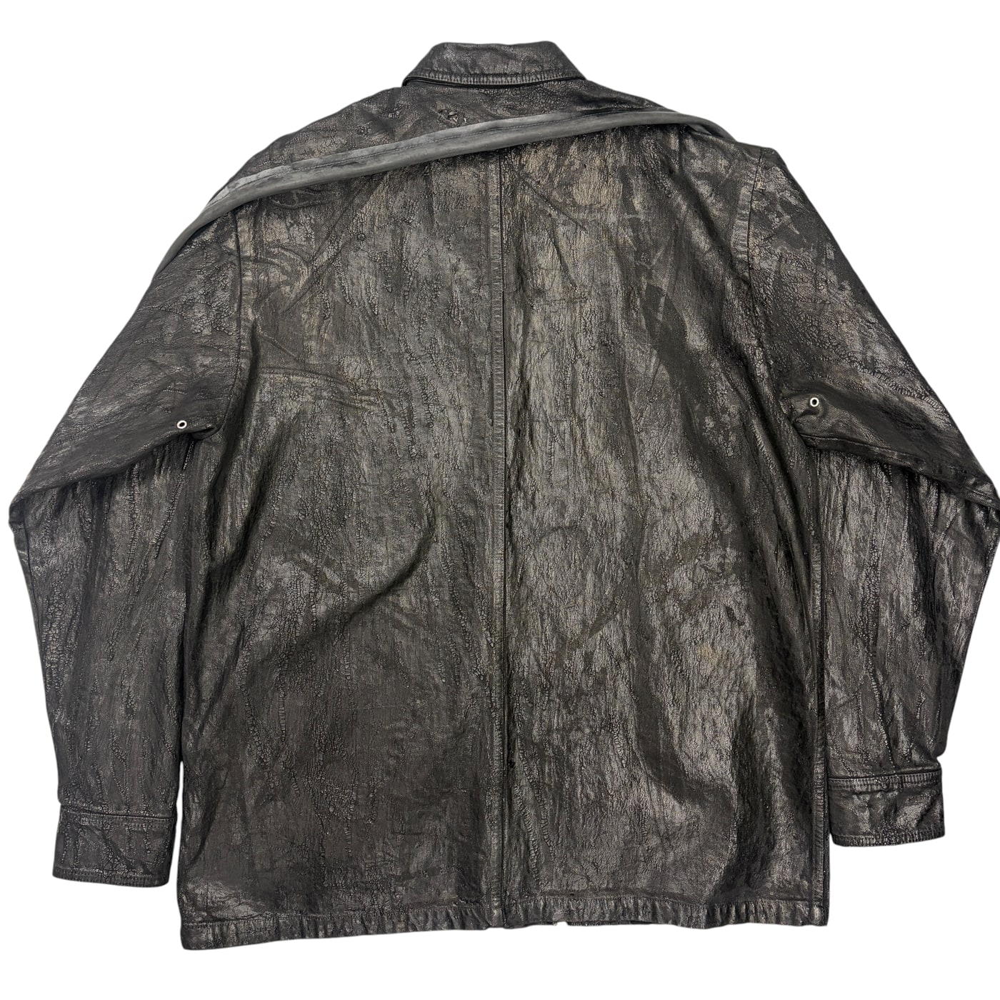 RICK OWENS Black Textured Coated Jacket 상세 이미지 2