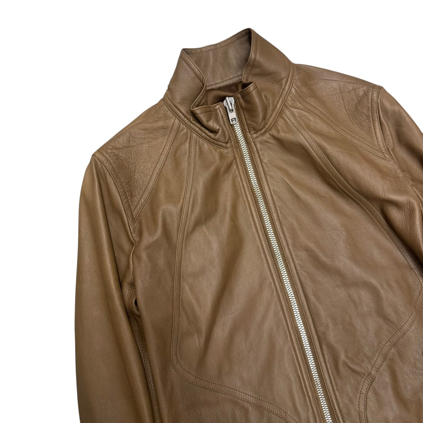 RICK OWENS Brown Leather Jacket 상세 이미지 2