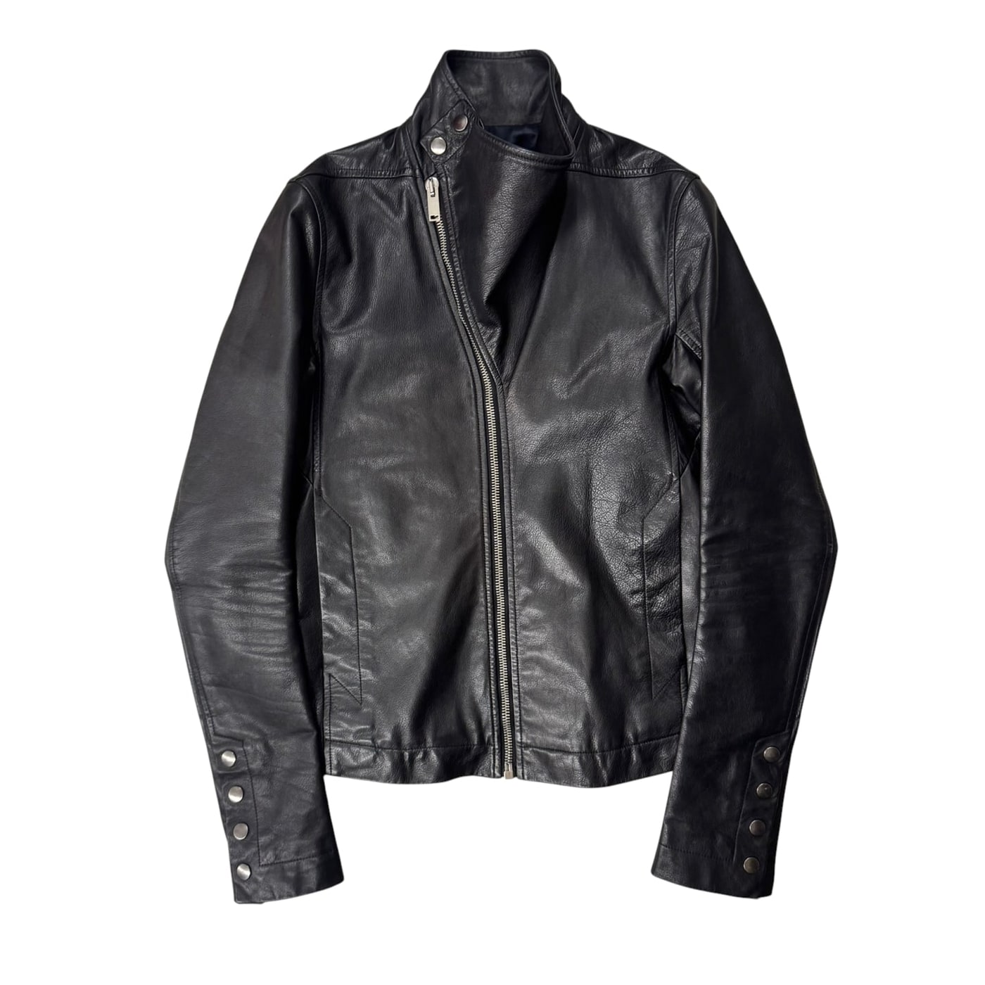 RICK OWENS Black Leather Side Zip Jacket 상세 이미지 1