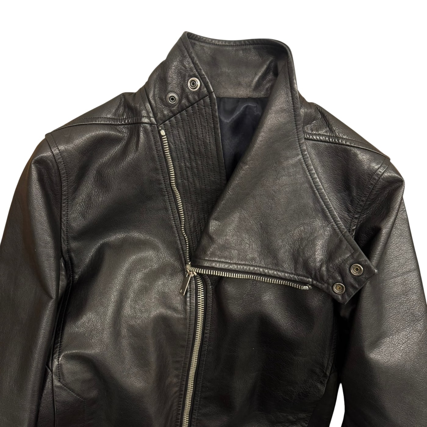 RICK OWENS Black Leather Side Zip Jacket 상세 이미지 3