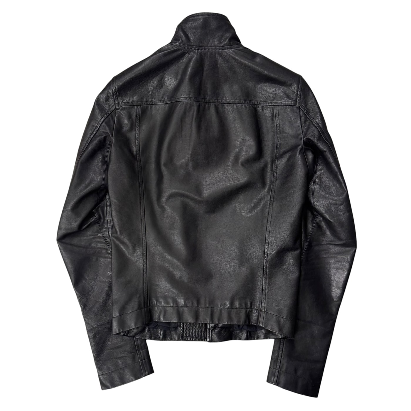 RICK OWENS Black Leather Side Zip Jacket 상세 이미지 1