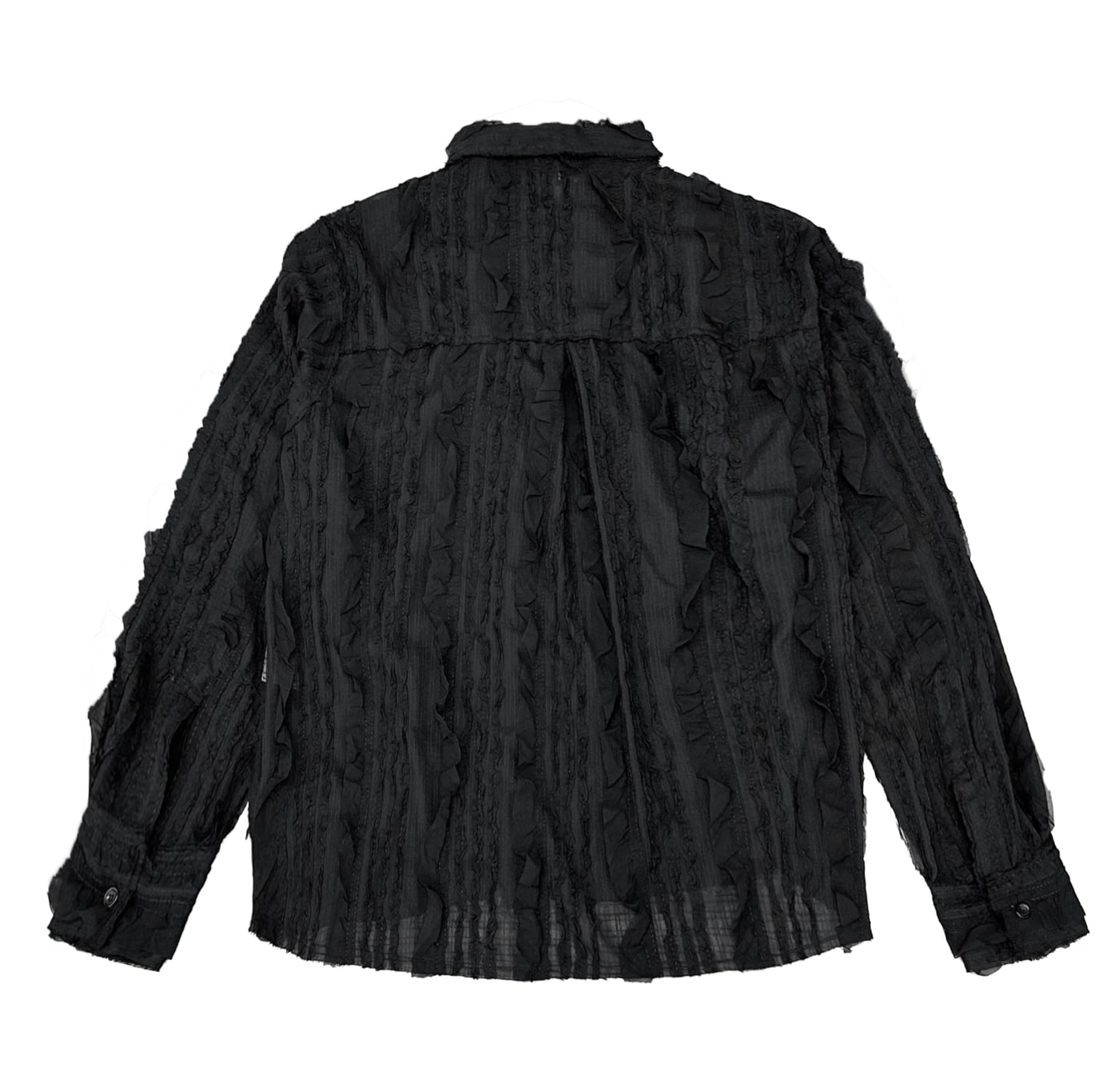 Raw Edge Detail Ruffle Shirt _ Black 상세 이미지 2
