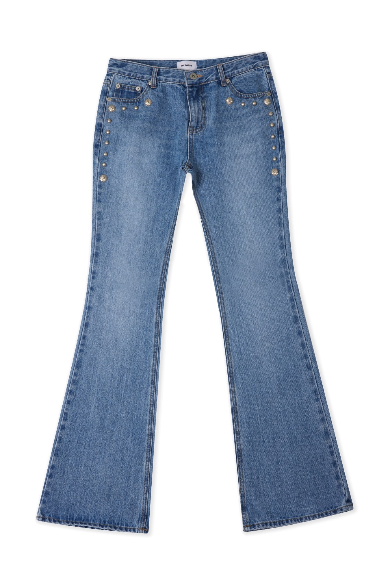 STUD BOOTCUT DENIM PANTS (LIGHT BLUE) WOMEN 상세 이미지 1