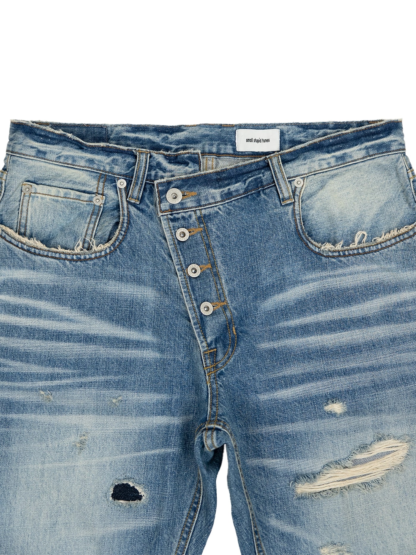 PATCHWORK TWISTED STRAIGHT DENIM PANTS (LIGHT BLUE) 상세 이미지 8