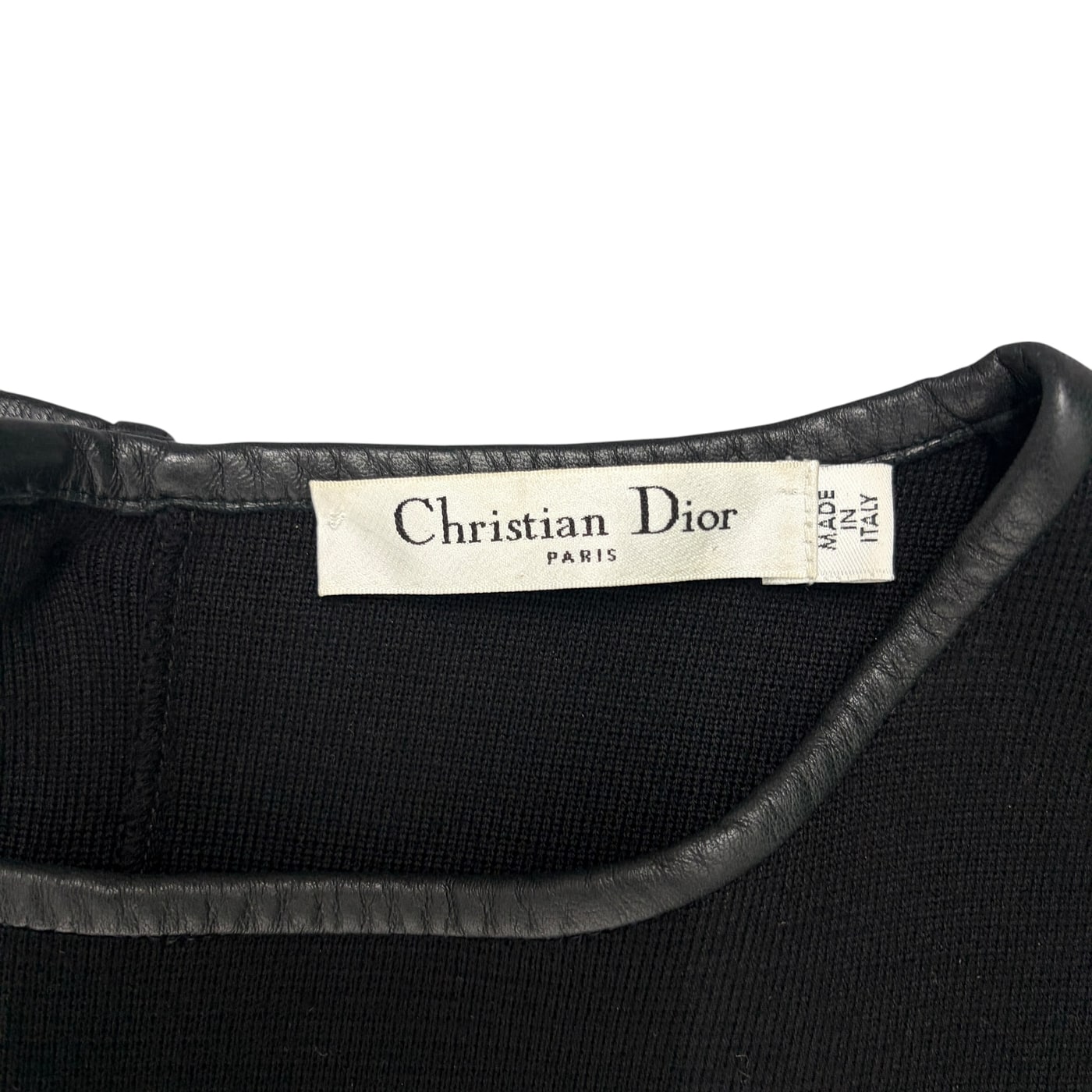 CHRISTIAN DIOR Black Dress with Leather Sleeves 상세 이미지 2
