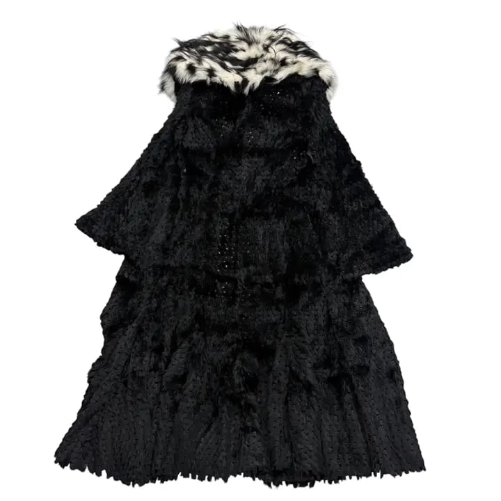 Giorgio Armani Black Sheared Mink Contrast Fox Collar Long Coat 상세 이미지 1