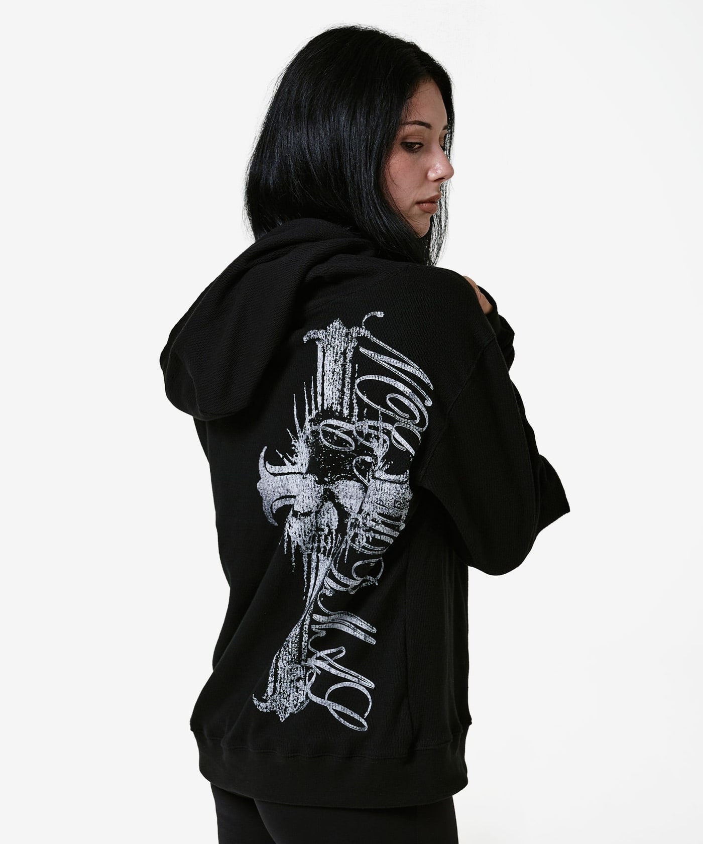Skull Cross Waffle Hood Zipup 상세 이미지 4
