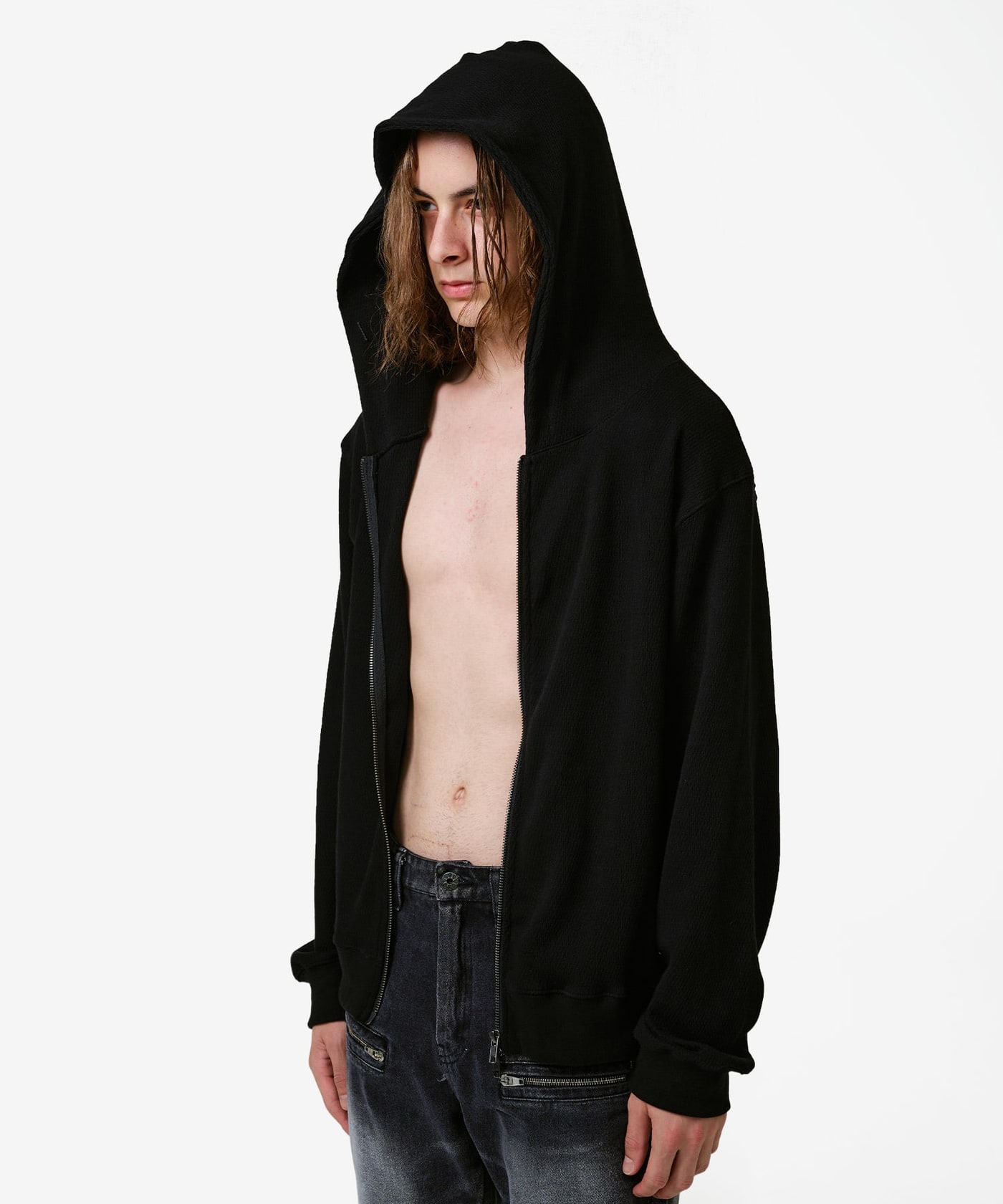 Skull Cross Waffle Hood Zipup 상세 이미지 11
