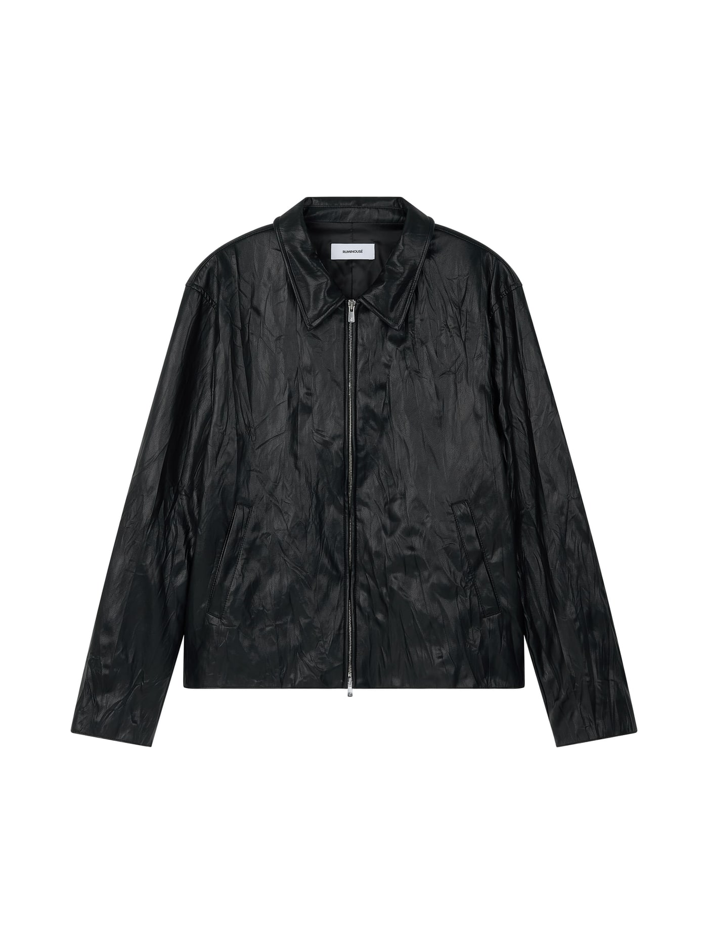 FAUX-LEATHER WRINKLED JACKET (BLACK) 상세 이미지 1