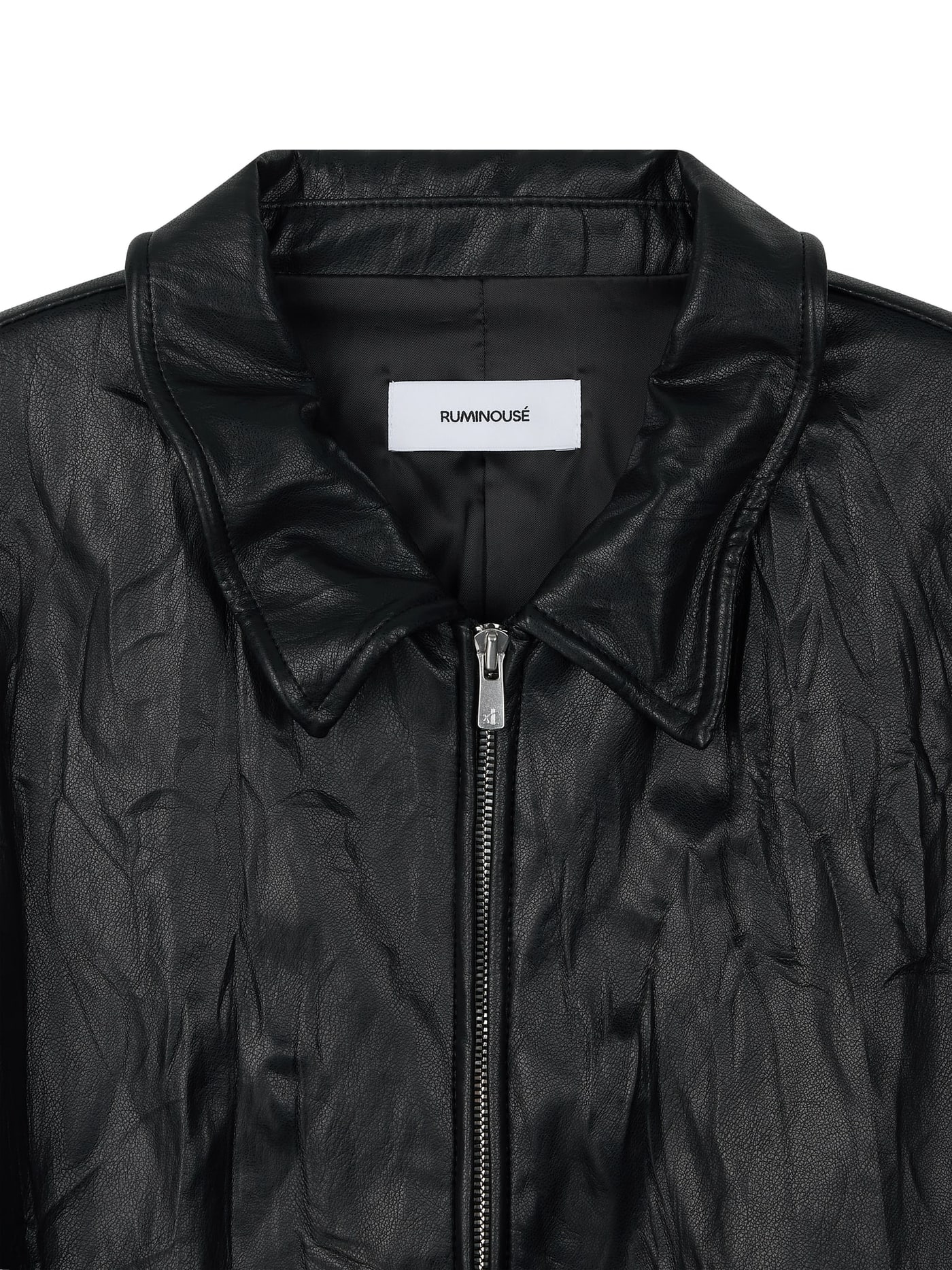 FAUX-LEATHER WRINKLED JACKET (BLACK) 상세 이미지 3