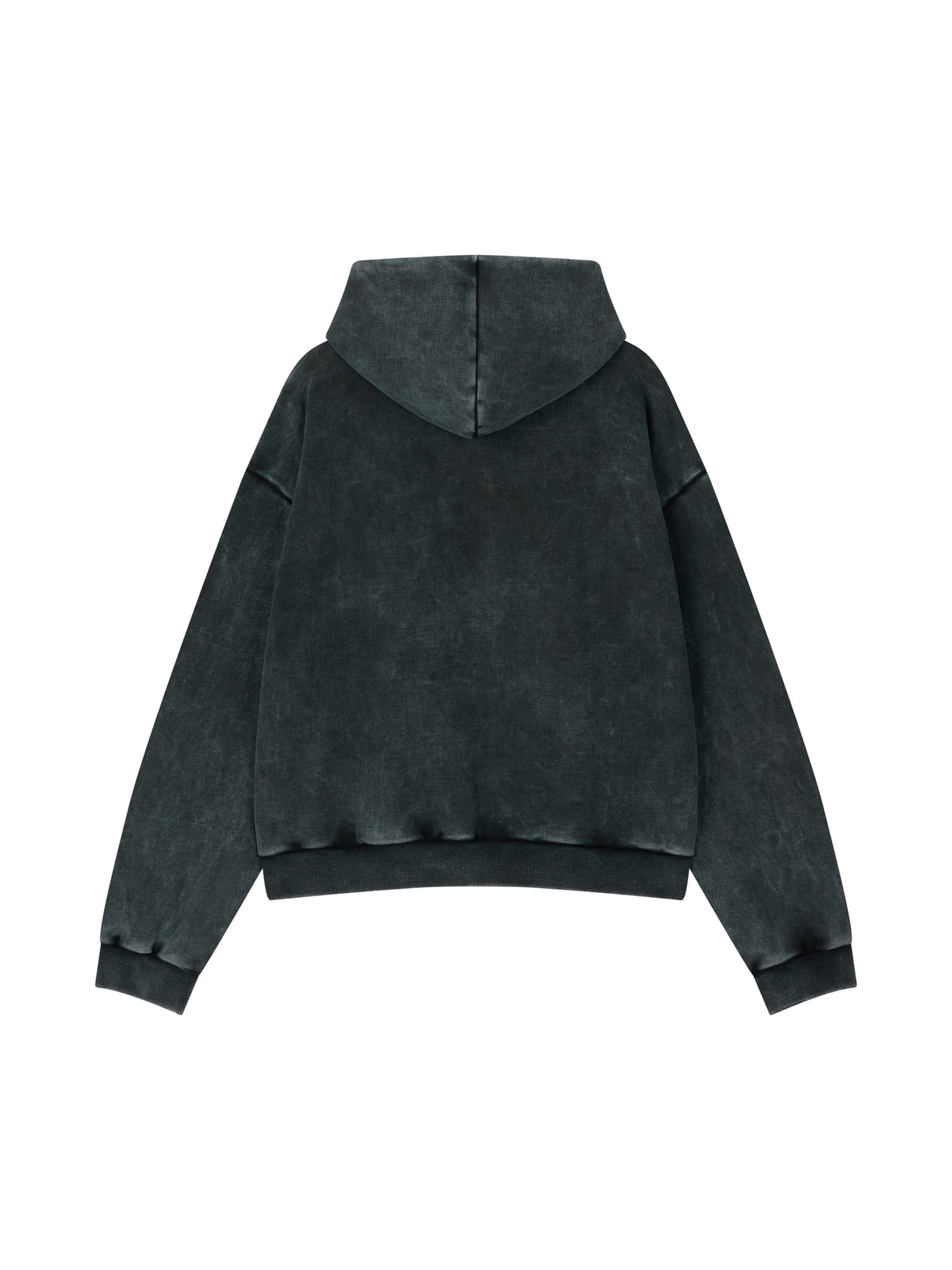 COTTON FADED WASHED FAKE SCARF HOODIE (BLACK) 상세 이미지 2