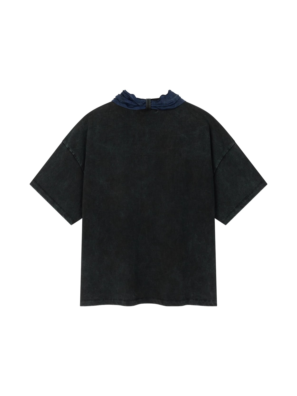 COTTON FADED WASHED RE-WORK SCARF T-SHIRT (BLACK) 상세 이미지 2