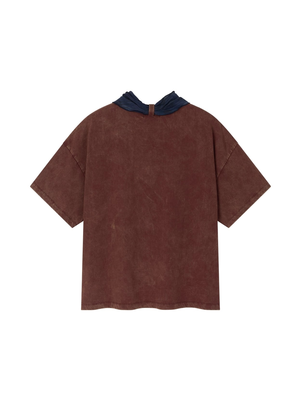 COTTON FADED WASHED RE-WORK SCARF T-SHIRT (WINE) 상세 이미지 2