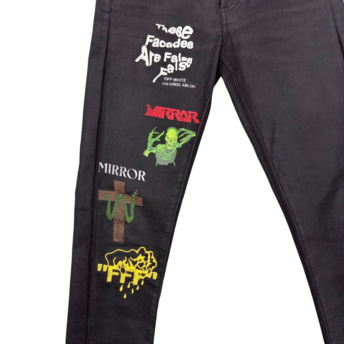 Off-White ミックスロック スリムデニム ブラック