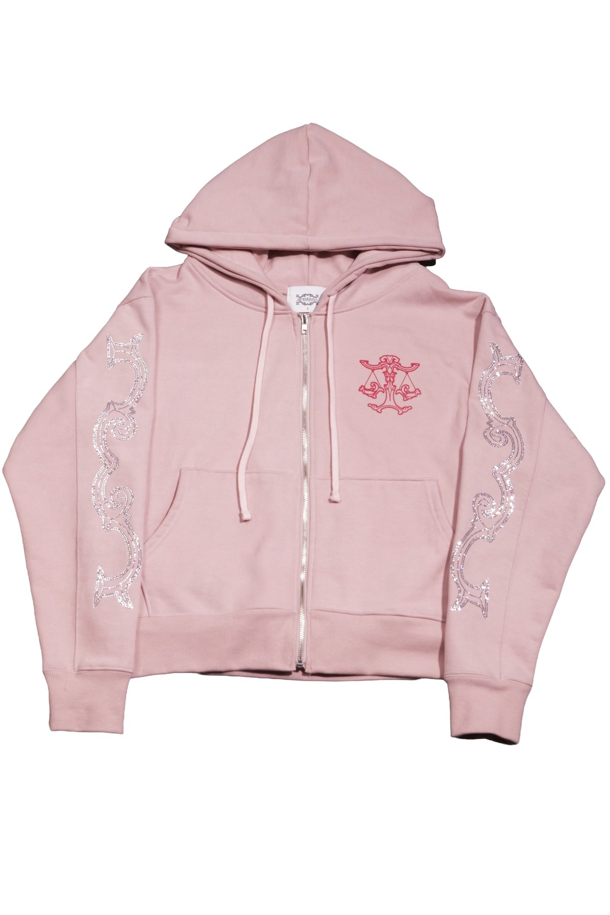 Crystal scale hooded zip-up (Beige Pink)